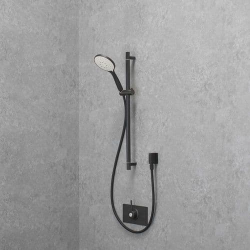 Deluxe (Modern) TMV3 Thermostatic Shower Valve & Adjustable Shower Head - Matt Black