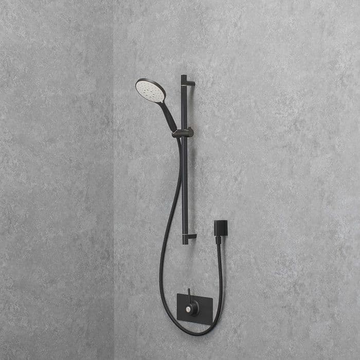 Deluxe (Modern) TMV3 Thermostatic Shower Valve & Adjustable Shower Head - Matt Black
