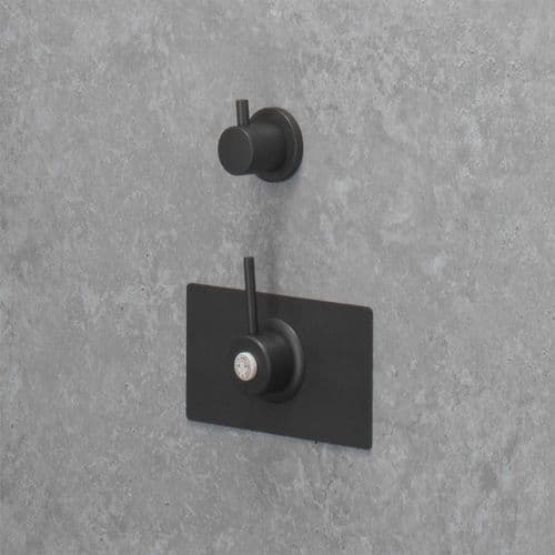 Deluxe (Modern) TMV3 Thermostatic Shower Valve & Diverter - Matt Black