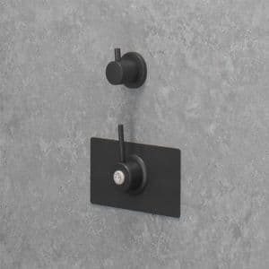 Deluxe (Modern) TMV3 Thermostatic Shower Valve & Fixed/Adj Shower Head - Matt Black