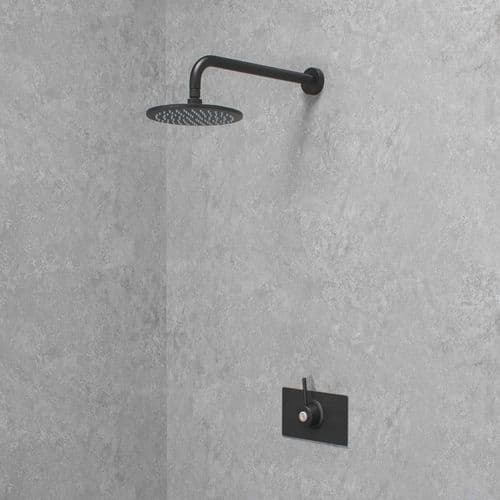 Deluxe (Modern)TMV3 Thermostatic Shower Valve & Fixed Shower Head - Matt Black