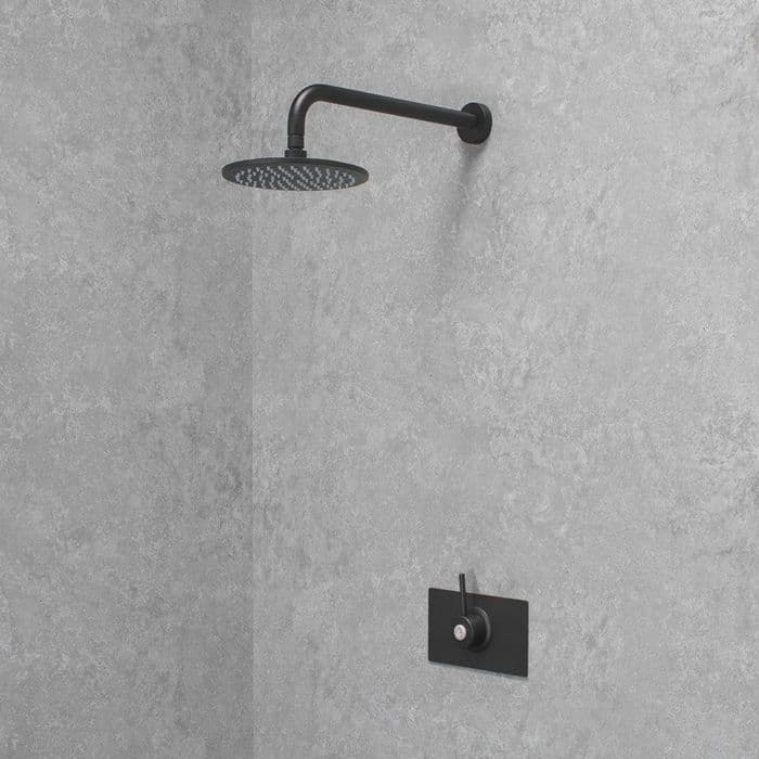 Deluxe (Modern)TMV3 Thermostatic Shower Valve & Fixed Shower Head - Matt Black