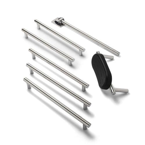 Designer Disabled Roseless Toilet Grab Rail Kit with Back Rest in Polished Stainless Steel, Black Cushion