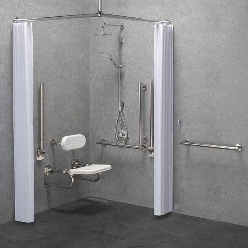 Designer DOC M / DDA Disabled Shower Packs in Polished Stainless Steel