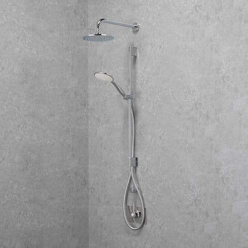 Designer TMV3 Thermostatic Shower Valve & Fixed/Adj Shower Head - Polished Stainless Steel