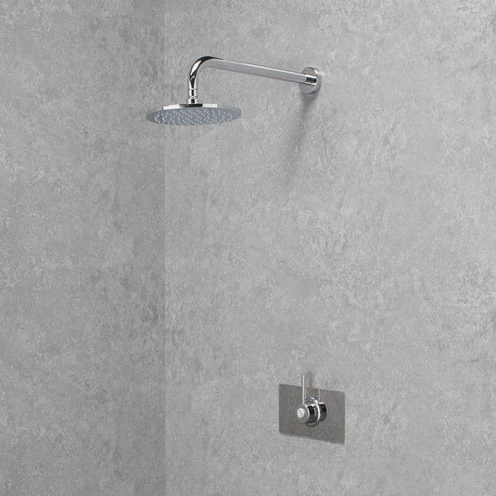 Designer TMV3 Thermostatic Shower Valve & Fixed Shower Head Polished Stainless Steel