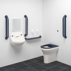 Ligature Resistant Disabled Toilet Grab Rail Kit - Blue