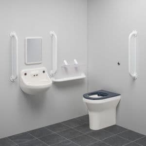 Ligature Resistant Disabled Toilet Grab Rail Kit - White