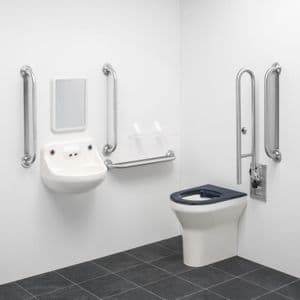 Ligature Resistant Disabled Toilet Grab Rail Kit with Removable Swing Arm - Stainless Steel