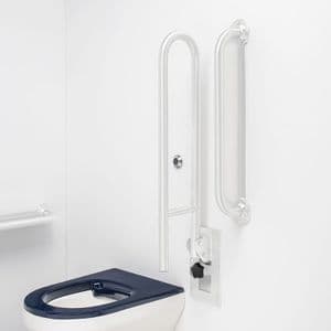 Ligature Resistant Disabled Toilet Grab Rail Kit with Removable Swing Arm - White