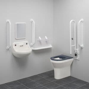 Ligature Resistant Disabled Toilet Grab Rail Kit with Removable Swing Arm - White