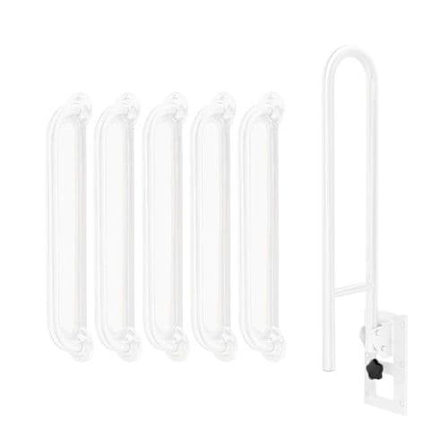 Ligature Resistant Disabled Toilet Grab Rail Kit with Removable Swing Arm - White