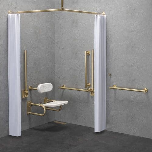 Luxury DOC M / DDA Disabled Shower Room Pack & Curtains - Brushed Brass