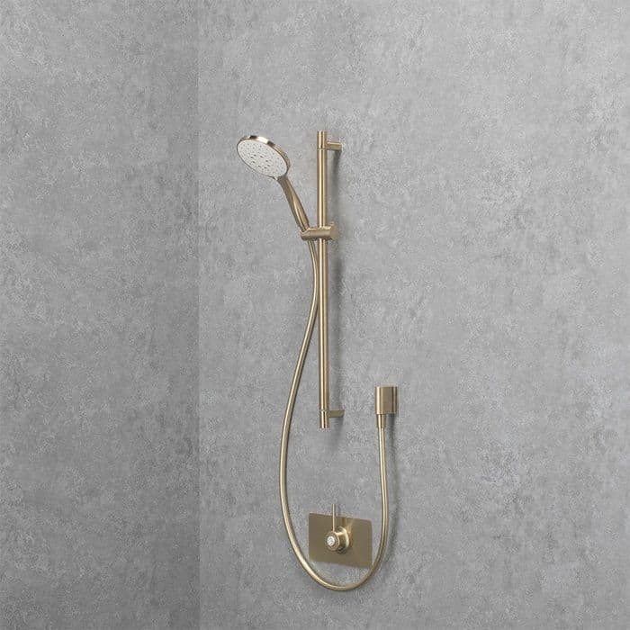 Luxury TMV3 Thermostatic Shower Valve & Adjustable Shower Head - Brushed Brass