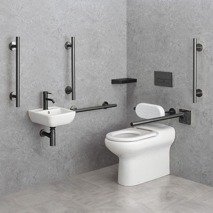 Metro Disabled Doc M Back To Wall Toilet Pack - Gun metal