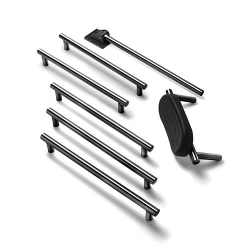 Metro Disabled Roseless Toilet Grab Rail Kit with Back Rest in Gunmetal, Black Cushion