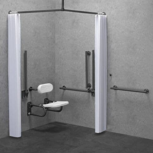 Metro DOC M / DDA Disabled Shower Pack & Curtains - Gunmetal