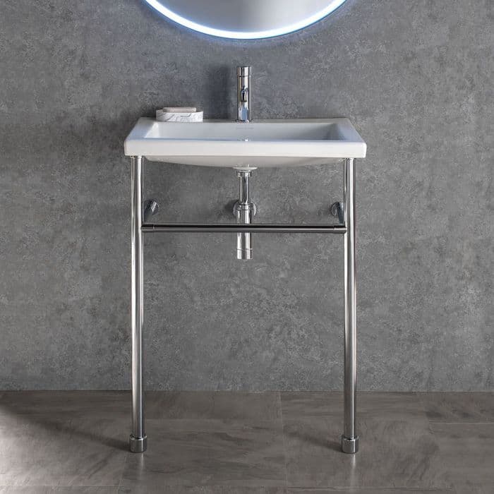 Healey & Lord Modern Collection 600mm Wash Basin with Metal Basin Stand