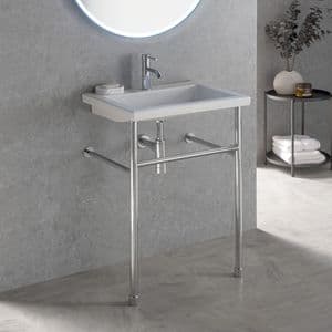 Healey & Lord Modern Collection 600mm Wash Basin with Metal Basin Stand