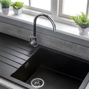 Healey & Lord Modern Collection Deck-Mounted Monobloc Gooseneck Kitchen Mixer Tap with 360 Swivel Spout