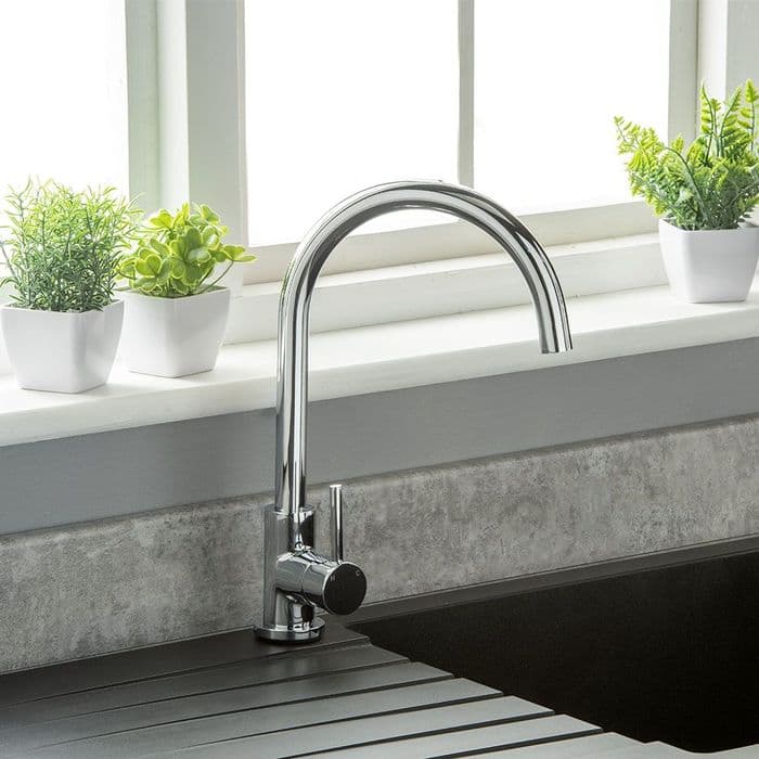 Healey & Lord Modern Collection Deck-Mounted Monobloc Gooseneck Kitchen Mixer Tap with 360 Swivel Spout