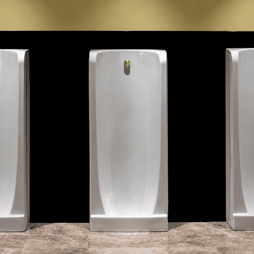 Niagara Back Inlet Urinal - White, Brushed Brass finish