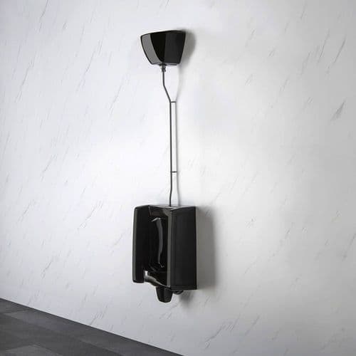 Black Florida Urinals with Exposed Cistern Flush Kit
