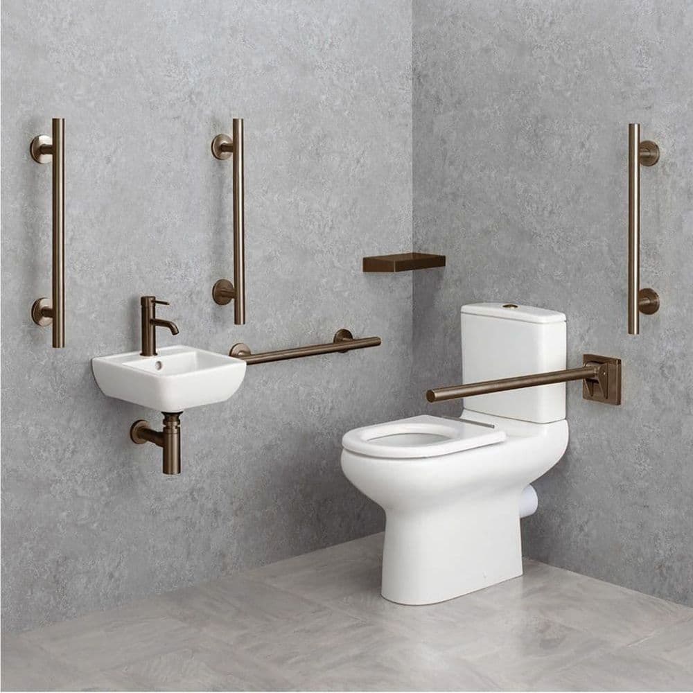 Urban Disabled Doc M Close-Coupled Toilet Pack - Brushed Bronze