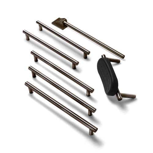 Urban Disabled Roseless Toilet Grab Rail Kit with Back Rest in Brushed Bronze, Black Cushion