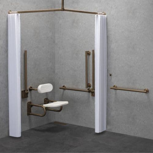 Urban DOC M / DDA Disabled Shower Pack & Curtains - Brushed Bronze