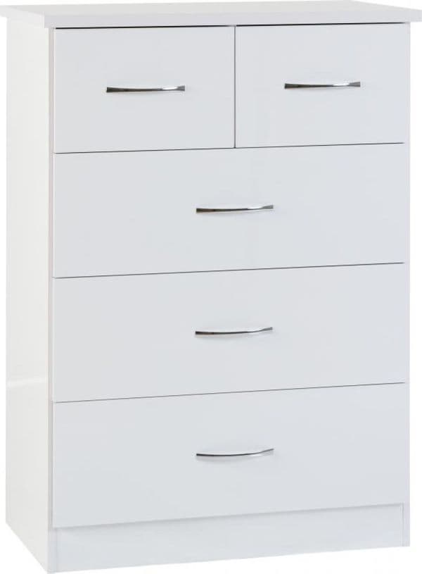 Blanca White 5 Chest of Drawers