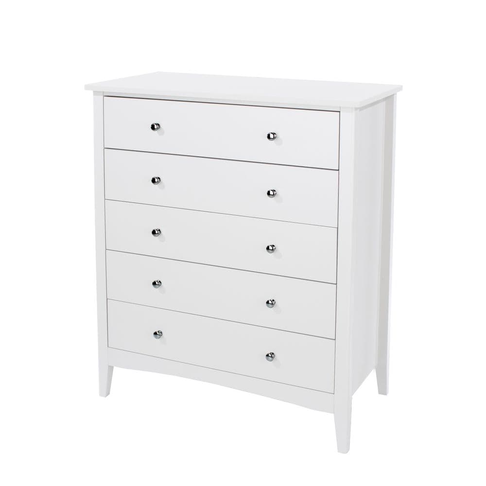 Como white 5 drawer chest