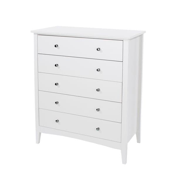 Como white 5 drawer chest