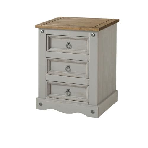 Corin 3 Drawer Bedside Chest, Dark Grey