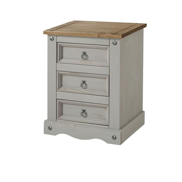 Corin 3 Drawer Bedside Chest, Dark Grey