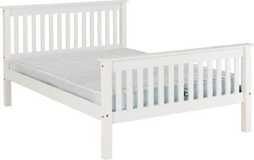 Doyle Double Bed White, High Foot end