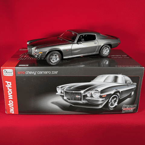 Auto World American Muscle: 1970 Chevy Camaro Z28 - 1:18 Scale Diecast Model - Metallic Grey
