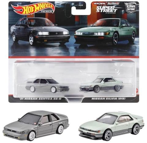 HotWheels Premium: Nissan 2-Pack '91 Nissan Sentra SE-R & Nissan Silvia (S13)