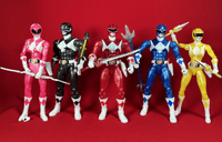 Mighty Morphin' Power Rangers Legacy: Set of 5 Metallic Power Rangers - Complete Loose Action Figure