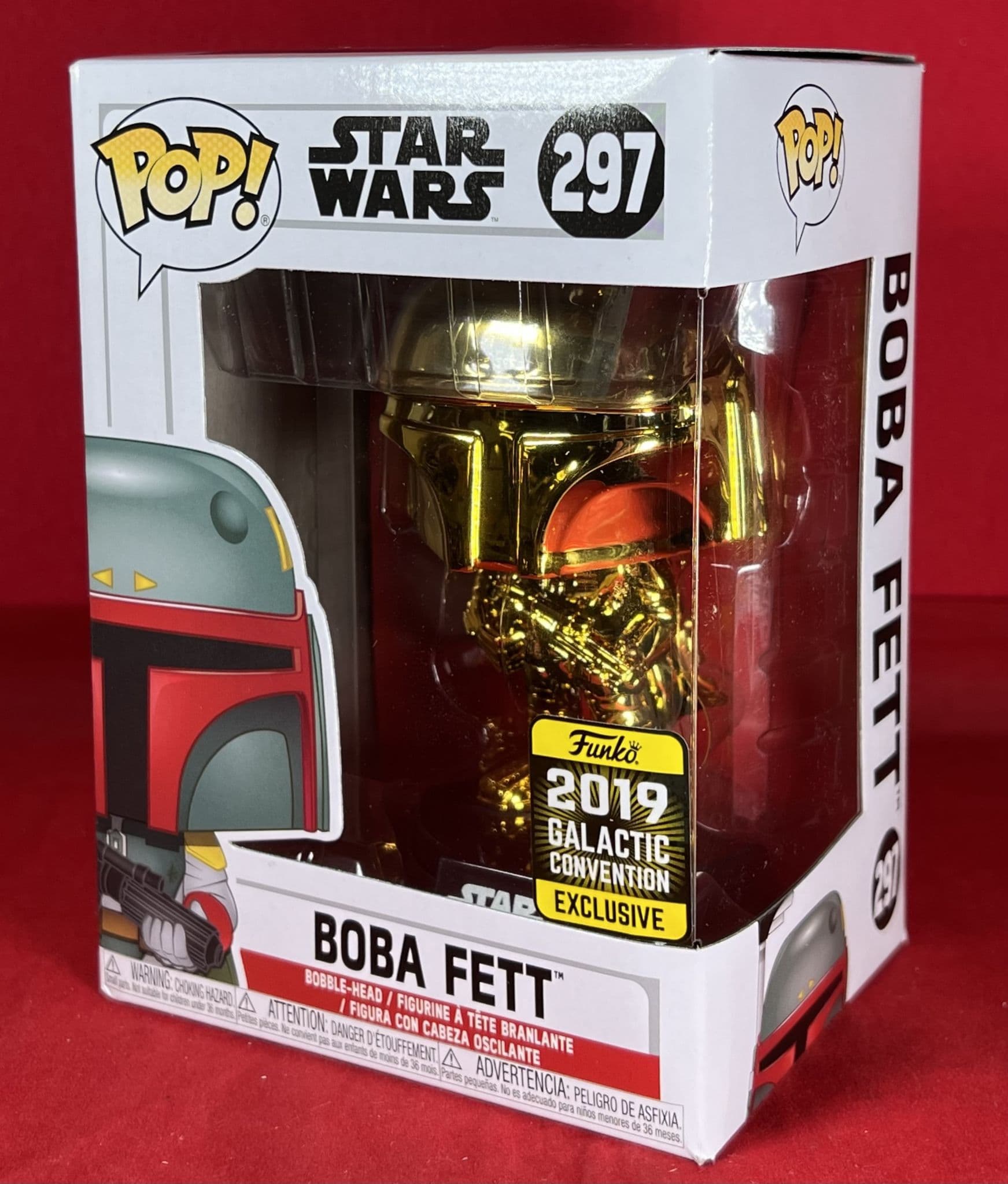 Pop Star Wars 297 Gold Chrome Boba Fett - 2019 Galactic Convention