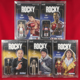 Rocky - Full Set of 5 ReAction Figures by Super7 - Sealed on Cards in Protective Cases