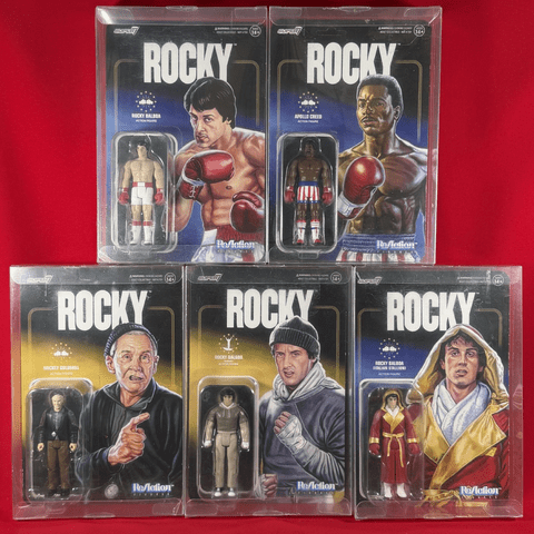 Rocky - Full Set of 5 ReAction Figures by Super7 - Sealed on Cards in Protective Cases
