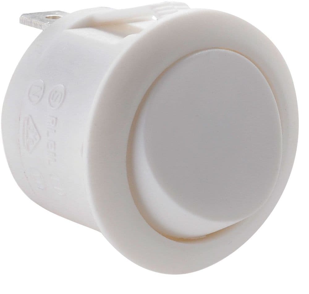 All White Round Rocker Switch SPST Latching On-Off N82JZ ABRR022