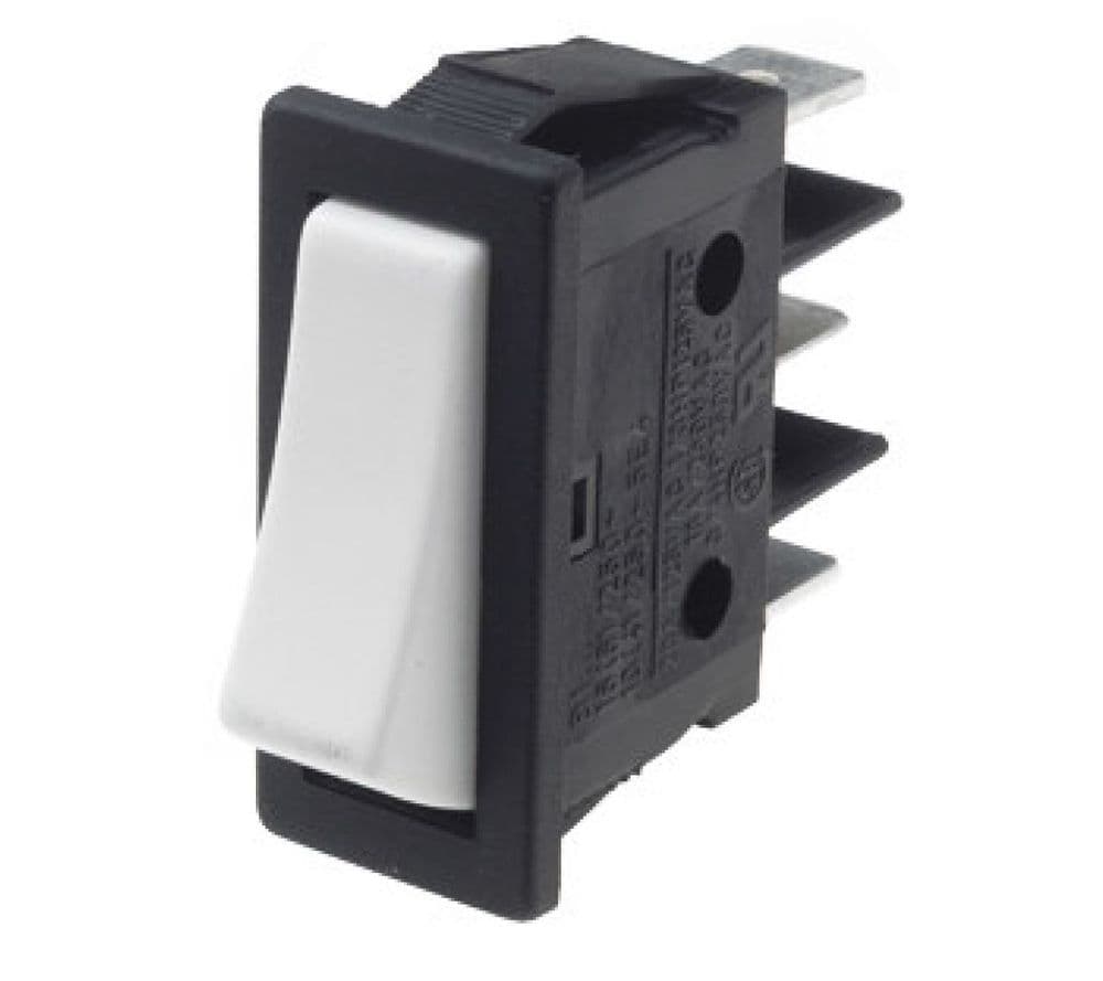 Black with White Rocker Switch 11mm x 30mm 16A SPDT Changeover GU60 ...
