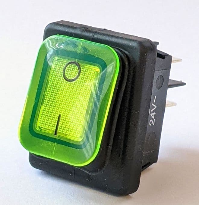 Dust & Splash Proof Rocker Switch 24V On-Off DPST 22mm x 30mm N56KA ...