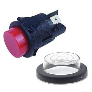 Red 25mm Cut-out Push Button with Splash Proof Cap. Momentary Action (RK82) SP6014C1R00000
