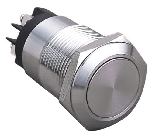 Stainless Steel: 19mm IP65 Anti-Vandal Switch, Latching Action (A64WY)