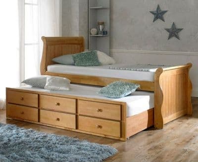 Artisan Oak Captains Wooden Guest Bed with Storage