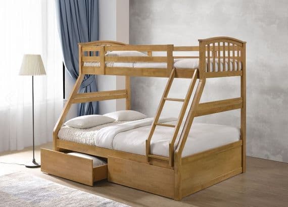 Artisan Oak Three Sleeper Bunk Bed