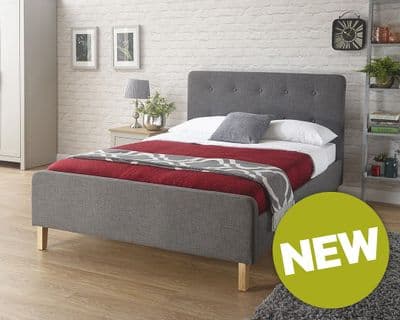 Ashbourne Grey Upholstered Fabric Double 4ft6 Bedframe